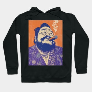 Puff Sumo: Smoking a Fat Robusto Cigar on a Dark Background Hoodie